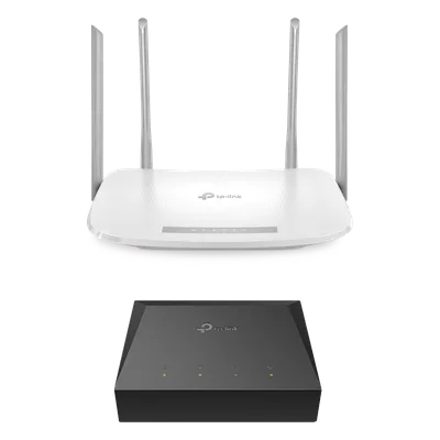 Kit ONU Gigabit / Router Wi-Fi AC1200 / 4 Puertos LAN Gigabit / 4 Antenas Omnidireccionales / Administración Remota TR-069 / IPv6