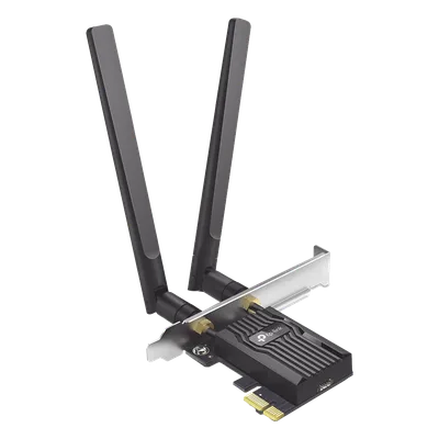 Adaptador PCIe Wi-Fi 6 / AX3000 Mbps / Doble Banda 2.4/5 GHz / MU-MIMO 2x2 / Bluetooth 5.2 / WPA3 / Antenas 2 dBi / Perfil Bajo y Completo