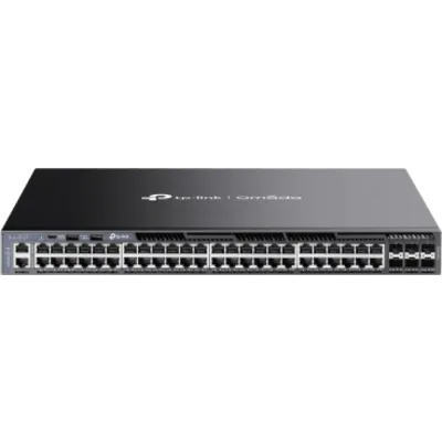Switch Gestionable L3 / 48 Puertos Gigabit / 6 Slots SFP+ 10G / Capacidad 216 Gbps / Apilamiento 8 Unidades / Fuentes Redundantes