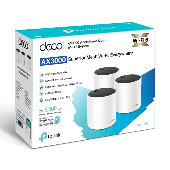 Sistema Mesh Wi-Fi 6 / AX3000 Mbps / 3 Nodos / 3 Puertos Gigabit WAN/LAN / 2 Antenas Internas / Administración por App