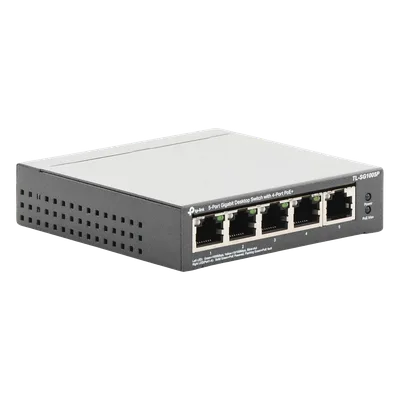Switch de Escritorio / 5 Puertos Gigabit / 4 Puertos PoE 802.3af/at 65W / PoE Extendido 250m (820 pies) / Sin Ventilador