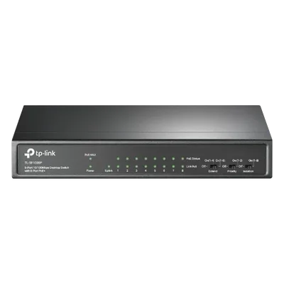 Switch PoE+ No Administrable / 9 Puertos 10/100 Mbps / 8 Puertos PoE 802.3af/at / 65W / Alcance 250 m (820 ft) / Sin Ventilador