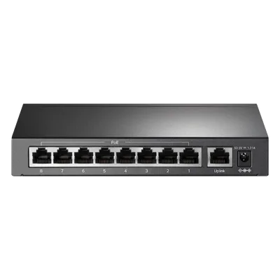 Switch PoE+ No Administrable / 9 Puertos 10/100 Mbps / 8 Puertos PoE 802.3af/at / 65W / Alcance 250 m (820 ft) / Sin Ventilador
