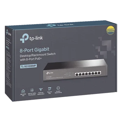 Switch PoE+ / 8 Puertos Gigabit / 126W Total / 30W por Puerto / Escritorio o Rack
