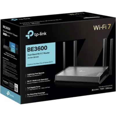 Router Wi-Fi 7 / BE3600 3.6 Gbps / Doble Banda / MLO 4K-QAM / 5 Puertos Gigabit / 4 Antenas Beamforming / EasyMesh