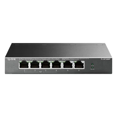 Switch PoE no administrable / 6 puertos 10/100 Mbps / 4 puertos PoE 802.3af/at / Presupuesto 67 W / Extensor hasta 250 m (820 ft) / Prioridad video