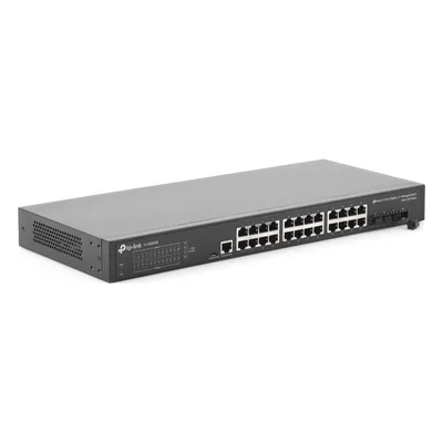 Switch Administrable L2+/L3 / 24 Puertos Gigabit / 4 Puertos SFP+ 10G / 128 Gbps / Sin Ventilador / Omada SDN