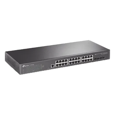 Switch Administrable L2+/L3 / 24 Puertos Gigabit / 4 Puertos SFP+ 10G / 128 Gbps / Sin Ventilador / Omada SDN