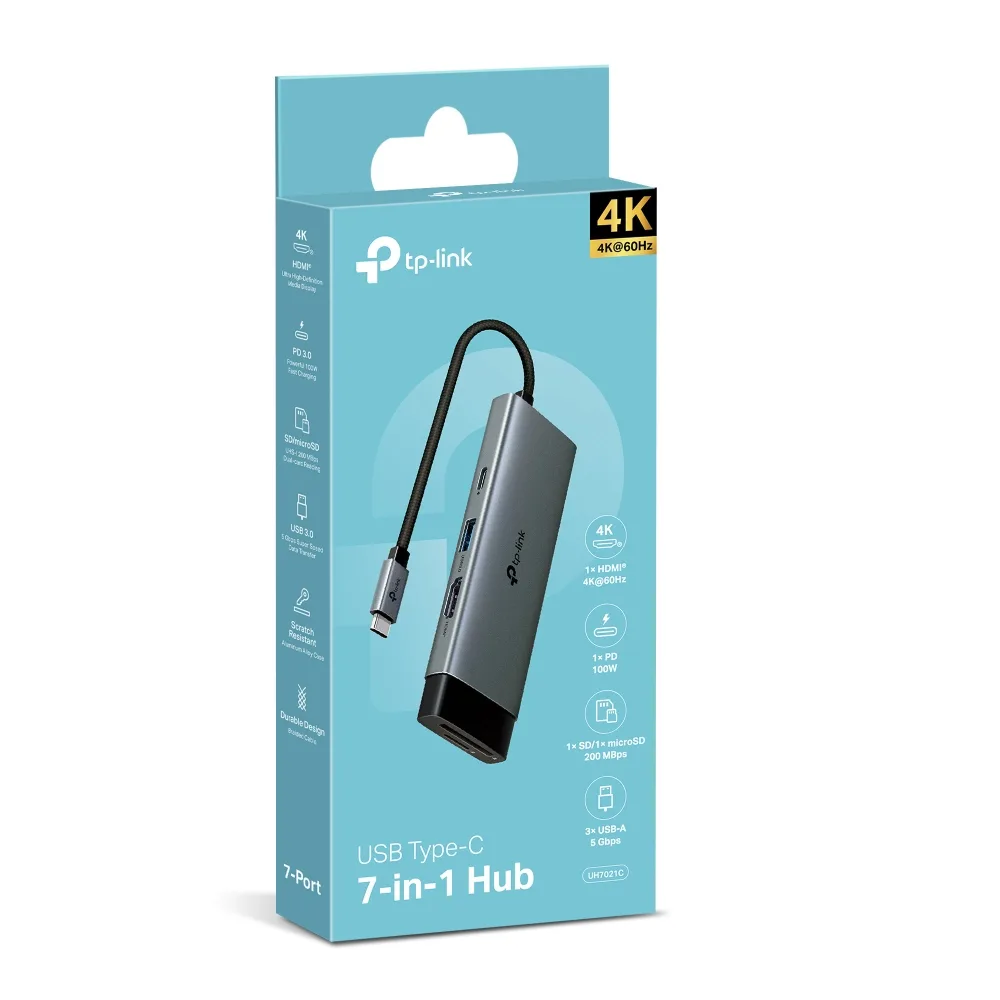 Adaptador HUB / 6 en 1 / USB-C / HDMI 4K 60Hz / Ethernet Gigabit / USB-C + 2x USB-A / PD 100W