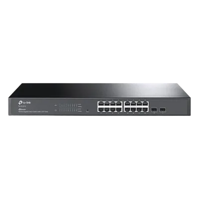 Switch Administrable / 16 Puertos Gigabit RJ45 / 2 Puertos SFP 1G / Rendimiento 36 Gbps / Sin Ventilador / Gestión Centralizada OMADA