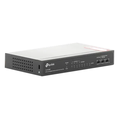 Switch PoE+ No Administrable / 8 Puertos 10/100 Mbps / 4 Puertos PoE 802.3af/at / 66W / Alcance Extendido 250 m (820 pies) / Sin Ventilador