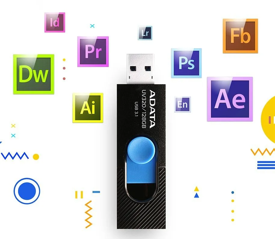 ADATA USB 128GB 3 1 AUV320 128G RBKBL BLACK BLUE