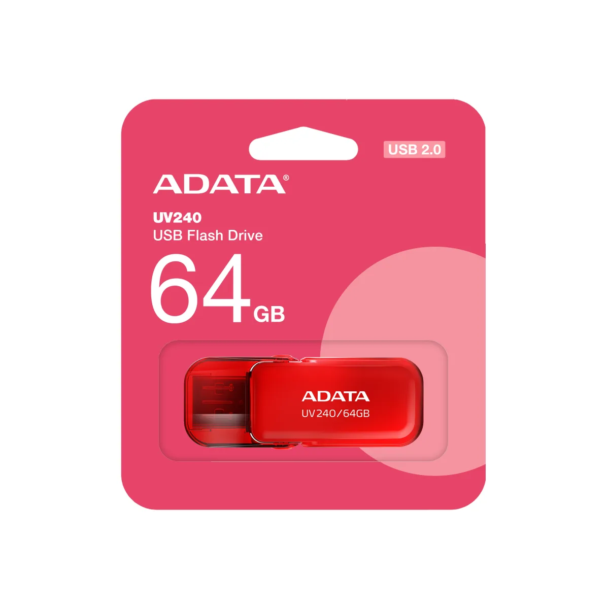 ADATA USB 64GB UV240 2.0 RED TAPA COGANTE AUV240-64G-RRD