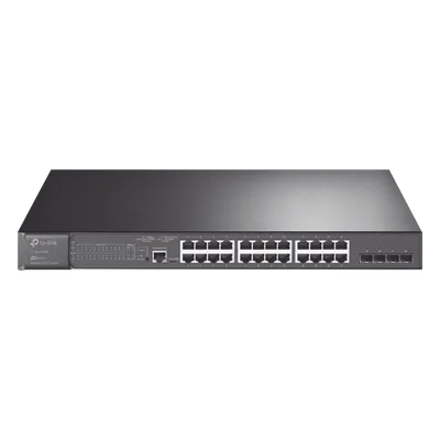 Switch PoE+ L2+ / 24 Puertos Gigabit / 4 Puertos SFP 1G / Presupuesto PoE 384W / Rendimiento 56 Gbps / Montaje en Rack