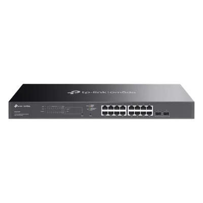 Switch Smart 18 Puertos / 16 Puertos PoE+ 802.3af/at / 150 W / 2 Ranuras SFP / Switching 36 Gbps / Enrutamiento Estático L2+ / Fanless / Rack 440 mm (17.3 in)