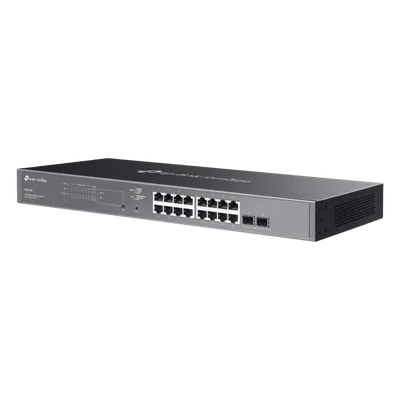 Switch Smart 18 Puertos / 16 Puertos PoE+ 802.3af/at / 150 W / 2 Ranuras SFP / Switching 36 Gbps / Enrutamiento Estático L2+ / Fanless / Rack 440 mm (17.3 in)