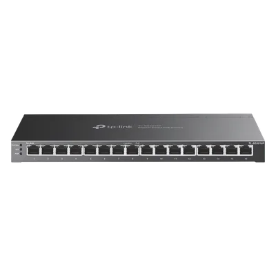 Switch Administrable / 16 Puertos Gigabit / 8 Puertos PoE 802.3af/at / 120W / Sin Ventilador / 32 Gbps / Omada SDN