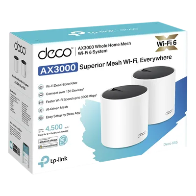 Sistema Mesh Wi-Fi 6 / AX3000 Mbps / 3 Puertos Gigabit WAN/LAN / Doble Banda / 2 Antenas Internas / Administración por App