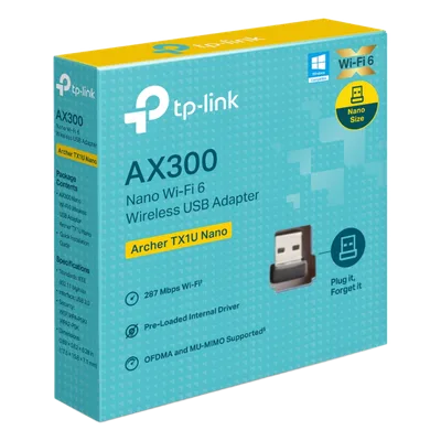 Adaptador USB Wi-Fi 6 / 287 Mbps / 2.4 GHz / Nano 17.5 × 15.8 × 7.1 mm / MU-MIMO / OFDMA / Driver Pre-cargado
