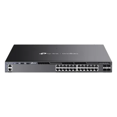 Switch L3 Gestionable PoE+ / 24 Puertos Gigabit / 4 Slots 10G SFP+ / Stacking 80 Gbps / PoE 720W / Redundancia N+1