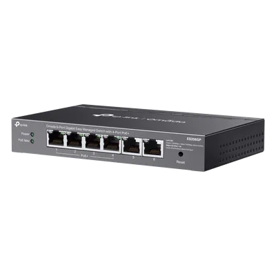 Switch Gigabit / 6 Puertos / 4 PoE+ 65W / Gestión Cloud SDN / Fanless / Alcance PoE 250 m (820.2 ft) / QoS y VLAN