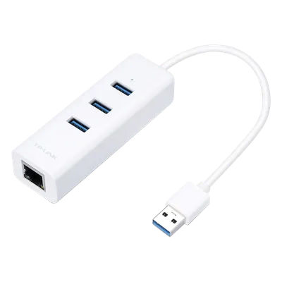 Adaptador de red / USB 3.0 a RJ45 / 3 puertos USB 3.0 / Gigabit Ethernet / 96x23x31 mm