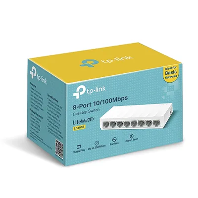 Switch no administrado / 8 puertos 10/100Mbps / Fanless / 4.9 x 1.9 x 0.9 in