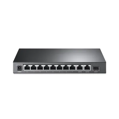 Switch PoE+ No Administrable de Escritorio / 11 Puertos / 8x PoE+ 10/100 Mbps / 2x Gigabit / 1x SFP / Presupuesto 124 W / Alcance Extendido 250 m / 0.56 x 0.32 x 0.09 ft