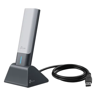 Adaptador USB Wireless Wi-Fi 6 / AX3000 (2402 Mbps + 574 Mbps) / Antenas de Alta Ganancia / USB 3.0 / Baja Latencia Gaming / WPA3 / Cuna Desmontable con Cable 1.2 m (3.9 ft)