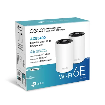 Sistema Mesh Wi-Fi / Wi-Fi 6E AX5400 / Triple Banda 2.4/5/6 GHz / 3 Puertos Gigabit WAN/LAN / 4 Antenas Internas / Gestión App Móvil